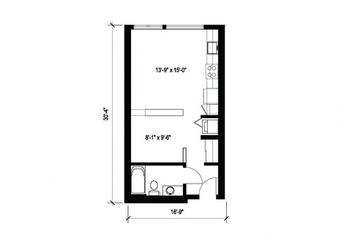 Stack House Apartments in Seattle, Washington 1x1 Floor Plan
